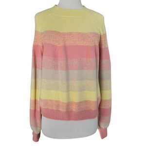 Grace + Karma Multicolored Sweater Women Size Large Striped Crewneck Pullover